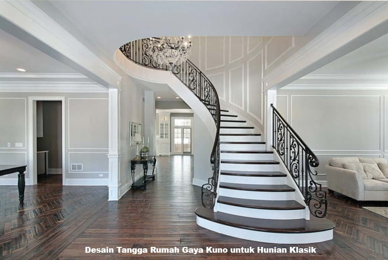 Desain Tangga Rumah Gaya Kuno untuk Hunian Klasik